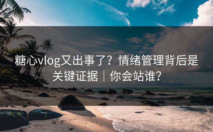 糖心vlog又出事了？情绪管理背后是关键证据｜你会站谁？