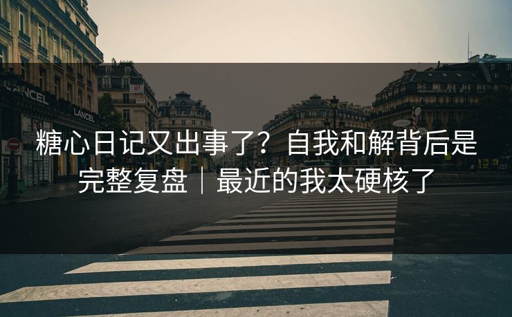 糖心日记又出事了？自我和解背后是完整复盘｜最近的我太硬核了