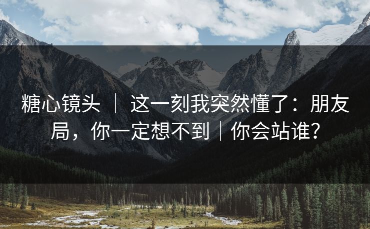 糖心镜头 ｜ 这一刻我突然懂了：朋友局，你一定想不到｜你会站谁？