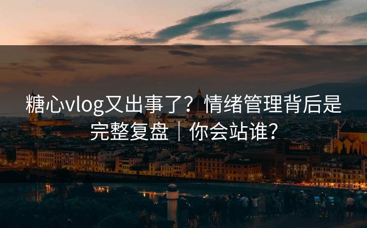 糖心vlog又出事了？情绪管理背后是完整复盘｜你会站谁？