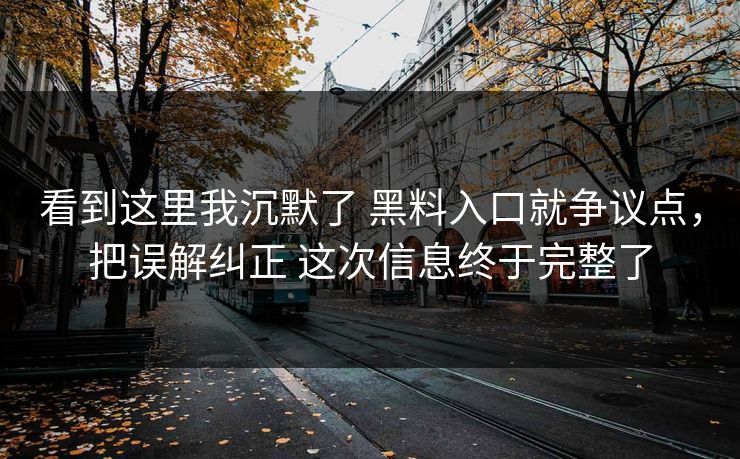 看到这里我沉默了 黑料入口就争议点，把误解纠正 这次信息终于完整了