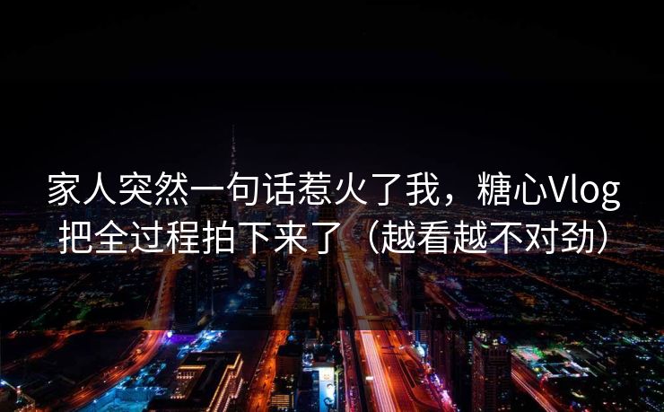 家人突然一句话惹火了我，糖心Vlog把全过程拍下来了（越看越不对劲）
