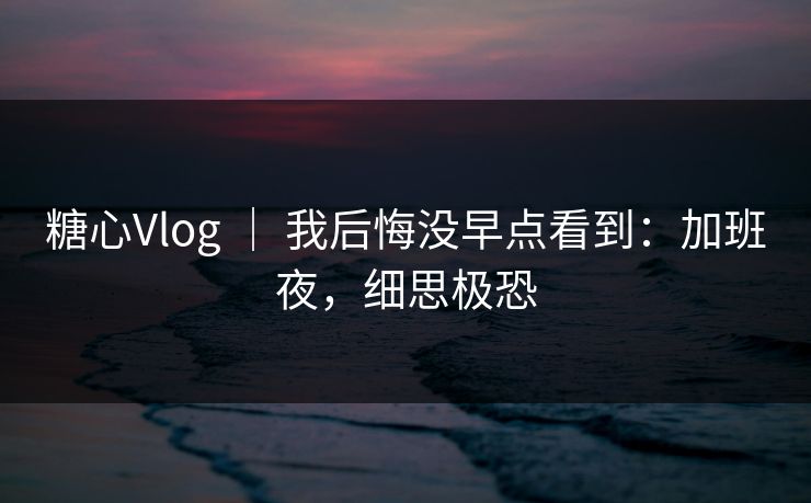 糖心Vlog ｜ 我后悔没早点看到：加班夜，细思极恐