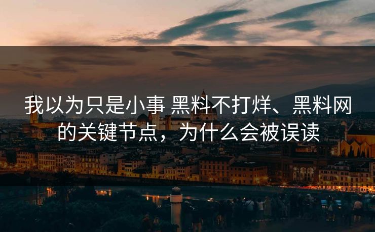 我以为只是小事 黑料不打烊、黑料网的关键节点，为什么会被误读