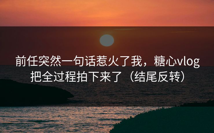 前任突然一句话惹火了我，糖心vlog把全过程拍下来了（结尾反转）