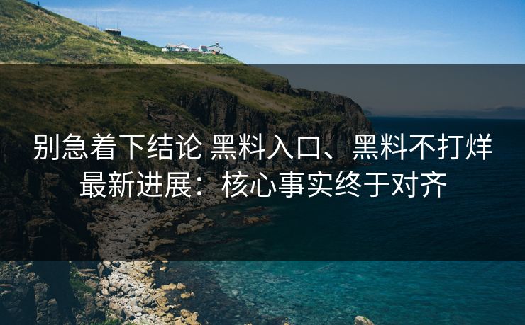 别急着下结论 黑料入口、黑料不打烊最新进展：核心事实终于对齐