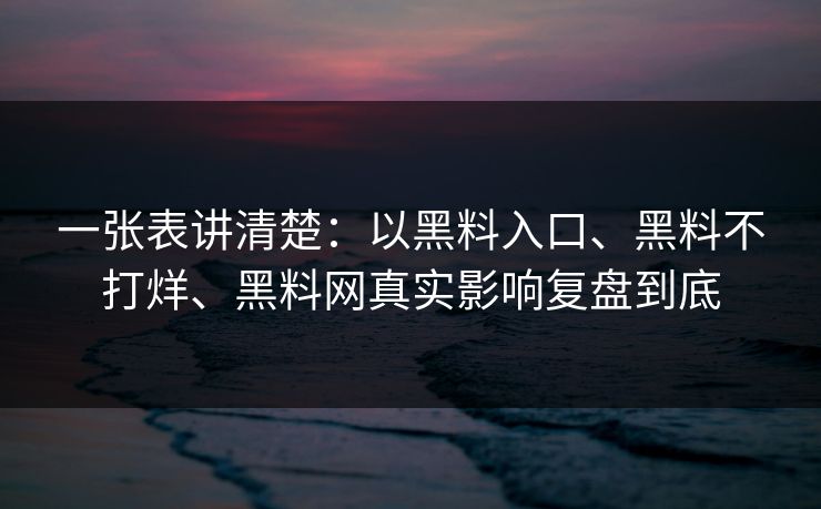 一张表讲清楚：以黑料入口、黑料不打烊、黑料网真实影响复盘到底