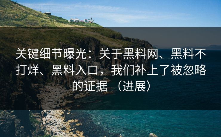 关键细节曝光：关于黑料网、黑料不打烊、黑料入口，我们补上了被忽略的证据 （进展）