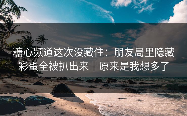 糖心频道这次没藏住：朋友局里隐藏彩蛋全被扒出来｜原来是我想多了